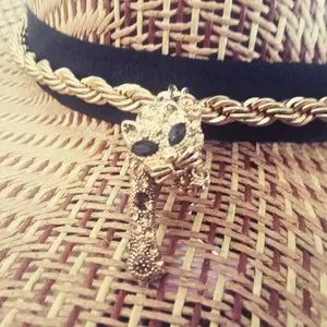 Tan Cowgirl Hat With Gold Chain with Phanter Head mine | Accessories | Tan Cowgirl Hat With Gold Chain With  main image 2